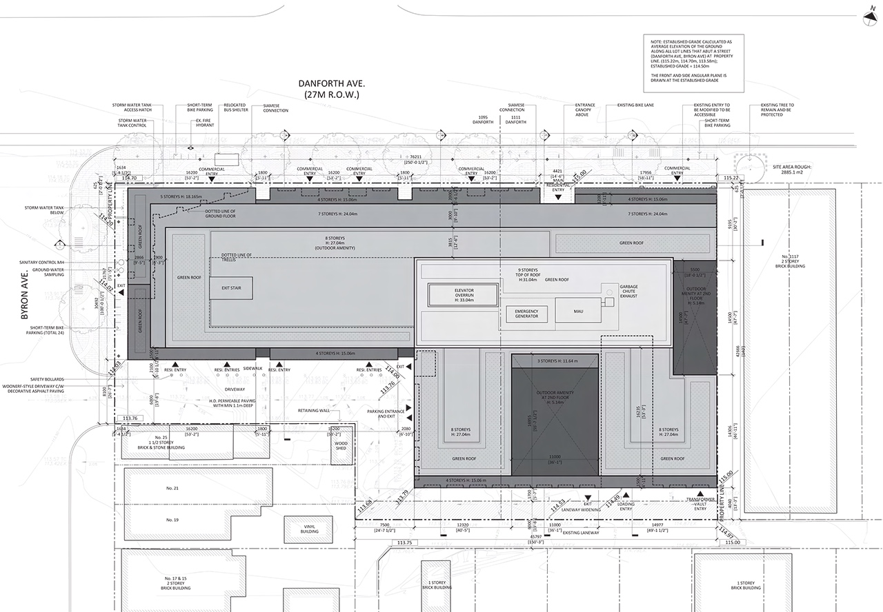 Site plan of 1111 Danforth Avenue